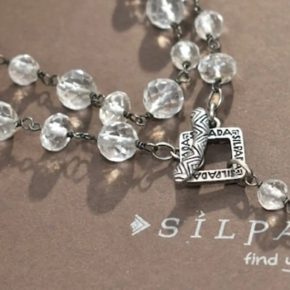 Silpada Sterling Silver Glass Bead Nugget Toggle Necklace 35” long - Picture 9 of 12